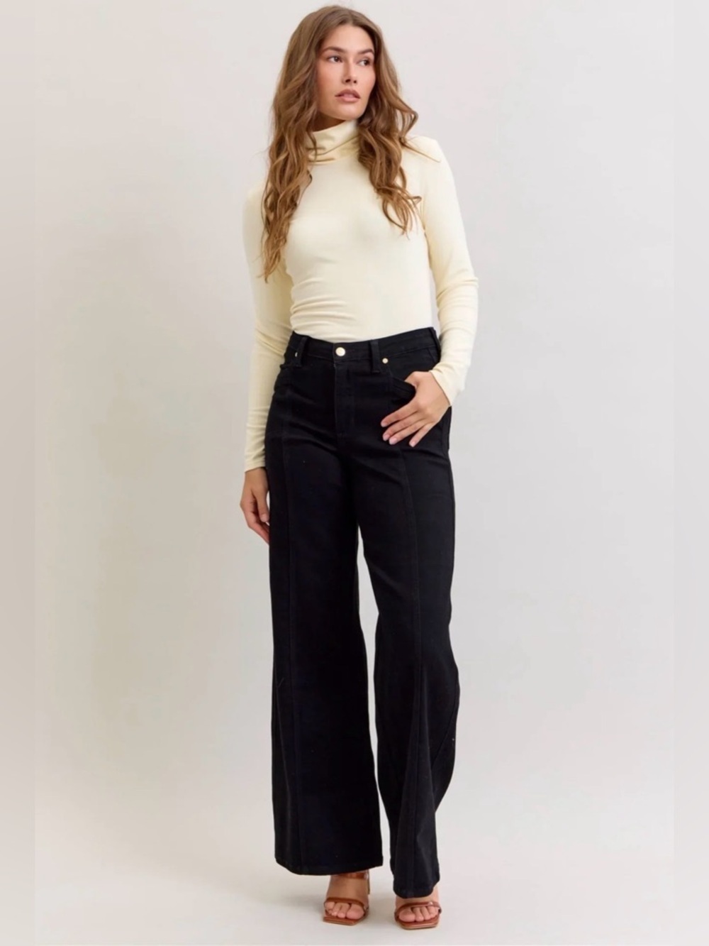 NWT Judy Blue High Waisted Retro Wide Leg Black Denim Jeans Sz 7/28 - Picture 2 of 16